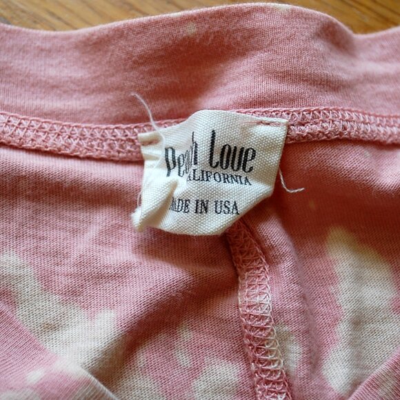 Peach Love Made in the USA Oversized Pink Tie Dye Crop Top Hippie - Picture 2 of 4